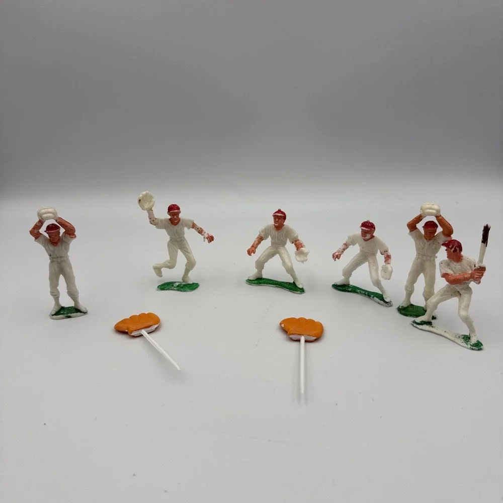 Vintage Baseball Players Cake Topper Figures Made In Hong Kong‎